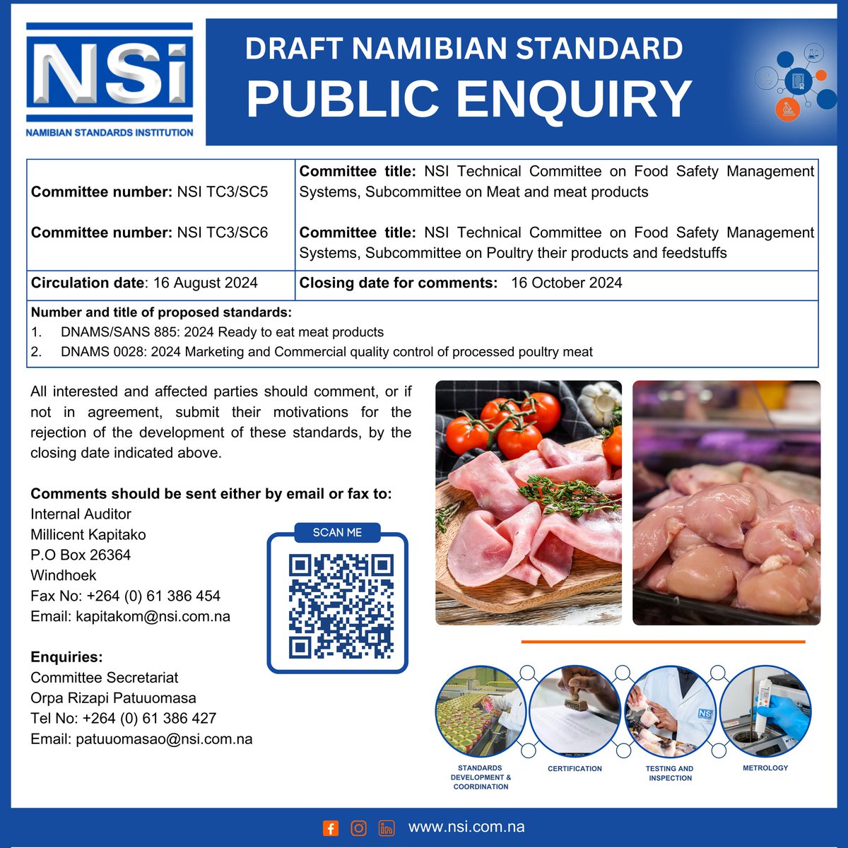 All interested and affected parties should send thought their comments to the NSI's Internal Audit division. 

#foodsafetymanagementsystem