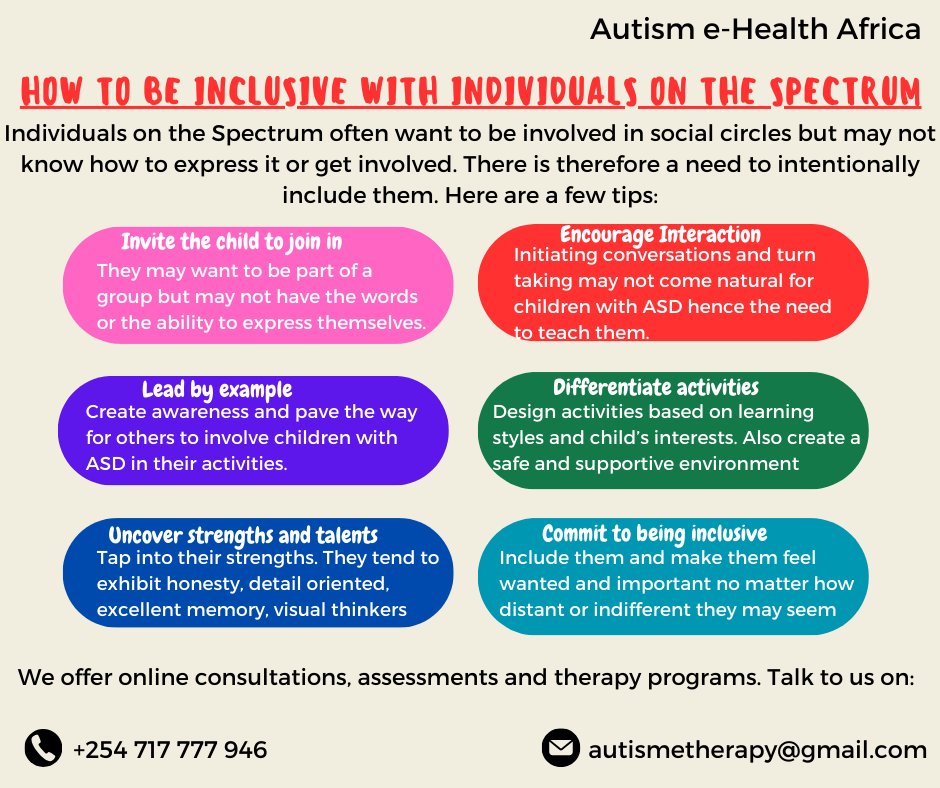 autismetherapy's tweet photo. Including individuals on the spectrum in games or activities is a huge step in fostering their social skills.
Talk to us for online consultations, assessments and therapy services on +254 717 777 946 or email us at autismetherapy@gmail.com
#autismspectrumdisorder
#autismetherapy https://t.co/8m5429eLqH