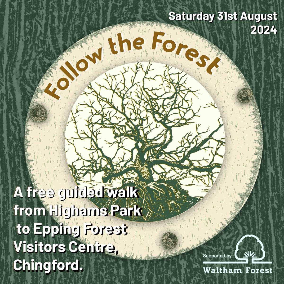 Walk 1: Saturday 31 August

From conservation work taking place at the ancient pollard wood of Barn Hoppit to the history of the temperance movement, during this walk we'll hear from <a href="/EppingForestHT/">Epping Forest Heritage Trust</a> <a href="/ChingfordHist/">Chingford Historical Society</a> &amp; <a href="/HighamsParkUK/">Highams Park London</a>

eventbrite.co.uk/e/follow-the-f… (2/3)