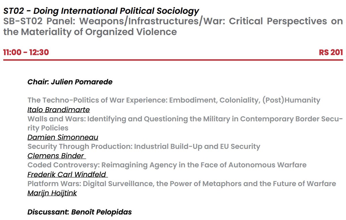 Pomarède Julien (@pomaredej) on Twitter photo Two existing panels on weapons and war that I'm lucky enough to be organising with <a href="/HoijtinkMarijn/">Marijn Hoijtink</a> at <a href="/europeanisa/">EISA</a> #EISAPEC24. If you are in Lille for the conference, don't hesitate to join us! <a href="/AnnaRNad/">Anna Nadibaidze</a> <a href="/FredWindfeld/">Frederik Carl Windfeld</a> @CleBinder @DamSim <a href="/i_brandimarte/">Italo Brandimarte</a> Two existing panels on weapons and war that I'm lucky enough to be organising with <a href="/HoijtinkMarijn/">Marijn Hoijtink</a> at <a href="/europeanisa/">EISA</a> #EISAPEC24. If you are in Lille for the conference, don't hesitate to join us! <a href="/AnnaRNad/">Anna Nadibaidze</a> <a href="/FredWindfeld/">Frederik Carl Windfeld</a> @CleBinder @DamSim <a href="/i_brandimarte/">Italo Brandimarte</a>