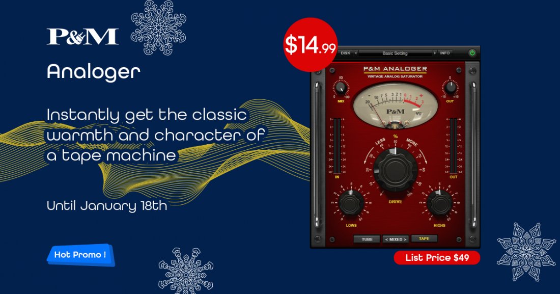 Mix in the sound of tape saturation and crunch from vintage tubes with Analoger: P&amp;M Analoger brings the classic warmth and character of a tape machine to your studio. dlvr.it/TBzxqf
