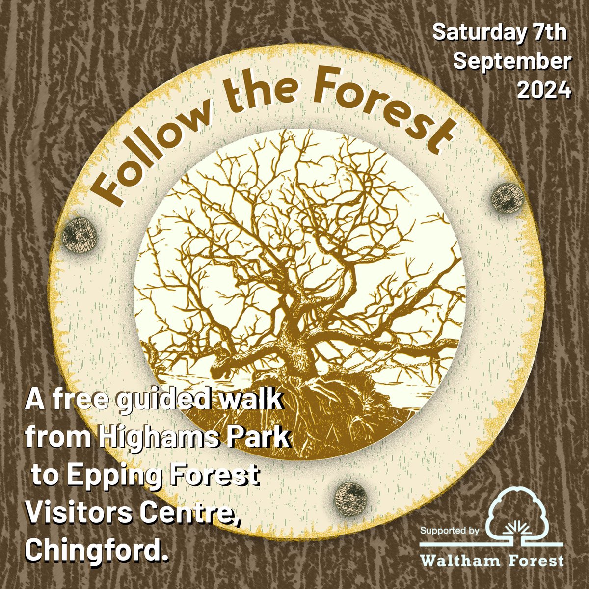 <a href="/EppingForestHT/">Epping Forest Heritage Trust</a> <a href="/ChingfordHist/">Chingford Historical Society</a> <a href="/HighamsParkUK/">Highams Park London</a> <a href="/LBWFculture/">Waltham Forest Culture</a> Walk 2: Saturday 7 September

From the rewilding of the River Ching to the history of enclosures, during this walk we'll hear from <a href="/EppingForestHT/">Epping Forest Heritage Trust</a>, <a href="/HighamsParkUK/">Highams Park London</a>, The Ching Brook Action Group &amp; local historian Georgina Green

eventbrite.co.uk/e/follow-the-f… (3/3)