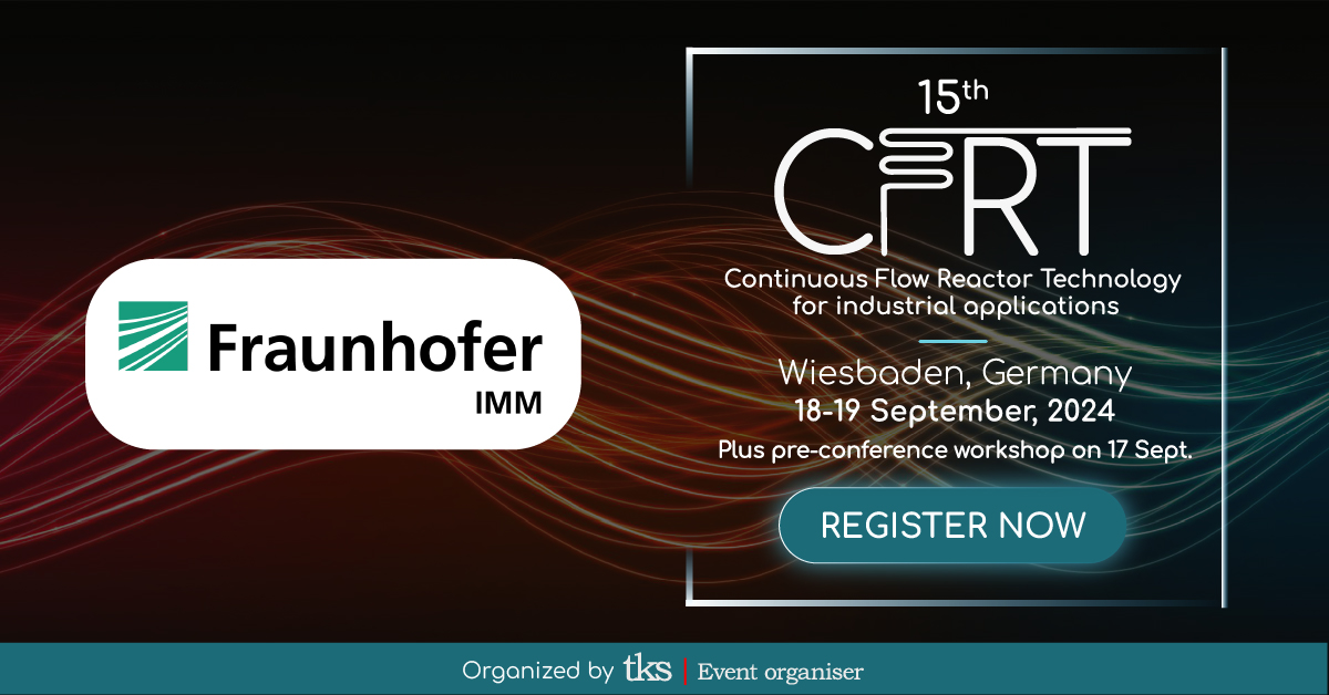 FraunhoferIMM's tweet image. The CFRT is an event about Continuous #FlowReactor Technologies for industrial applications and will take place in 2024 in Wiesbaden with the collaboration our #flowchemistry team of the Division #Chemistry of #Fraunhofer IMM. Take a look at the agenda 👉 cfrt-tks.com/agenda-2024/
