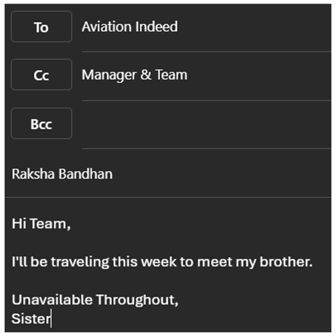 AviationIndeed's tweet photo. Here's to the one leave request that never gets rejected! 🌸

Wishing everyone a Happy Rakshabandhan!

#RakshaBandhan #SiblingLove #LeaveApproved https://t.co/bFfCewfG9i