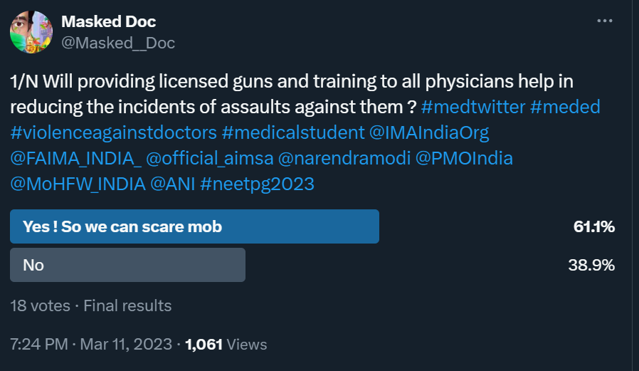 Masked__Doc's tweet photo. One of my year old thread.

 #JusticeForRGKar #Justiceformoumitadebnat  #NEETPG24 https://t.co/B5QfJoi4Lg