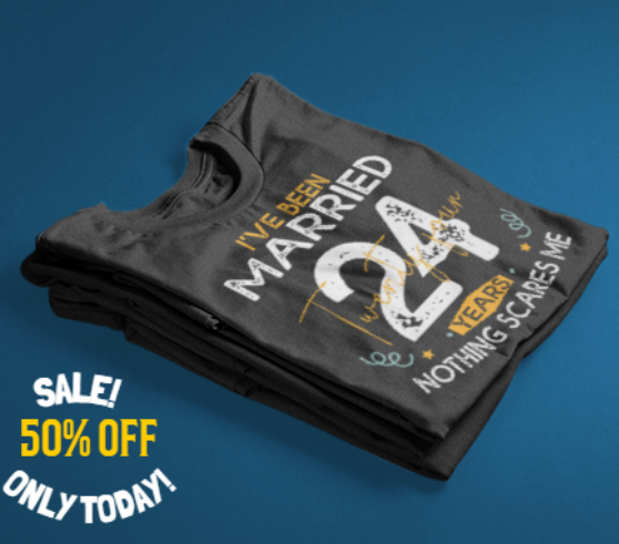 trendshirtidea's tweet photo. Celebrate your 24th wedding anniversary with this funny design! Features the phrase 'I've Been Married 24 Years Nothing Scares Me'
Funny 24th Wedding Anniversary Couples Married 24 Years T-Shirt : https://t.co/oiejMQpszd

#weddinganniversary #weddinganniversarygift https://t.co/cTvNAol4EQ