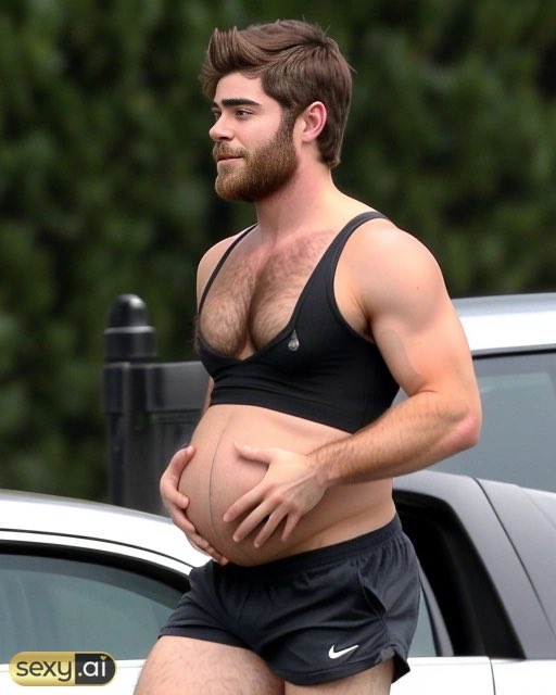 Being 8 months pregnant won’t stop this type A daddy from getting stuff done. Supporting his milky tits in a sports bra, he’s staying busy before the baby comes! 
#mpreg #mpregart