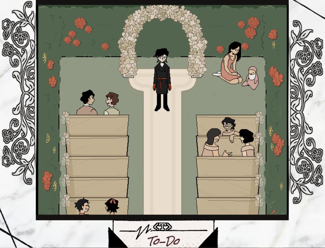 itchio's tweet image. Married in Red: A short RPG thriller-story game about visiting your old friend's wedding. 

racheldrawsthis.itch.io/married-in-red… by @hankatun0921
