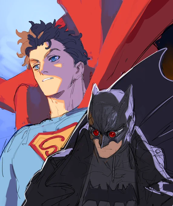 drew a superman and bateman  