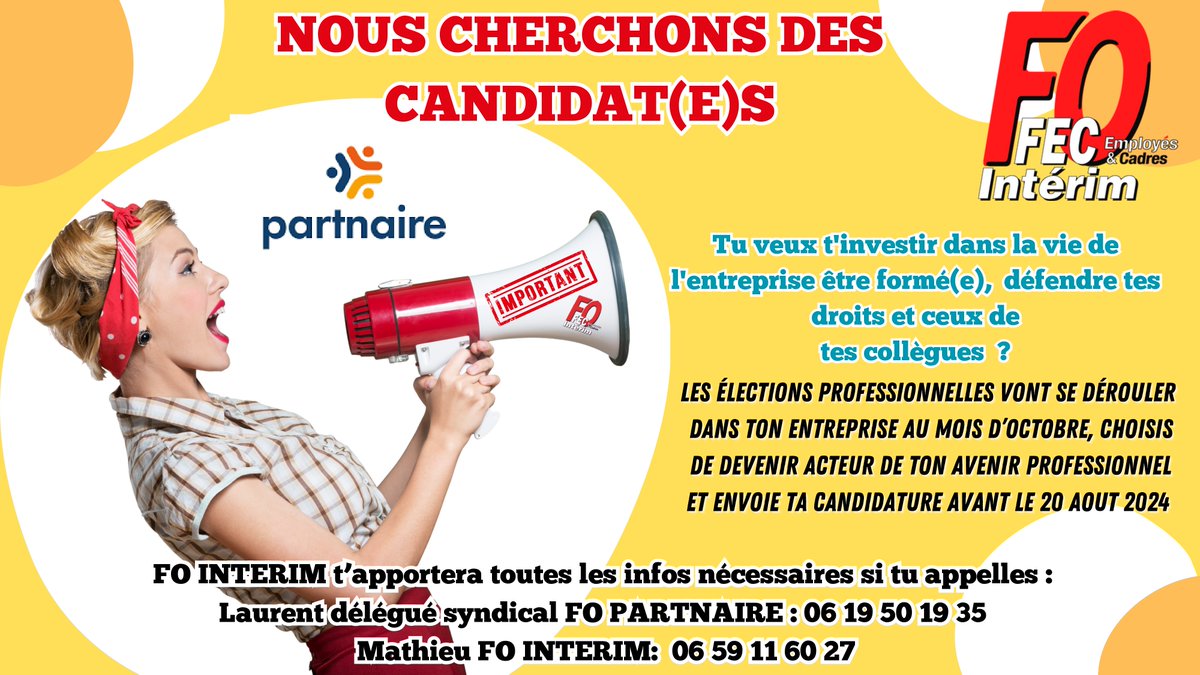 Appel à candidature ! FO PARTNAIRE #interim #cse