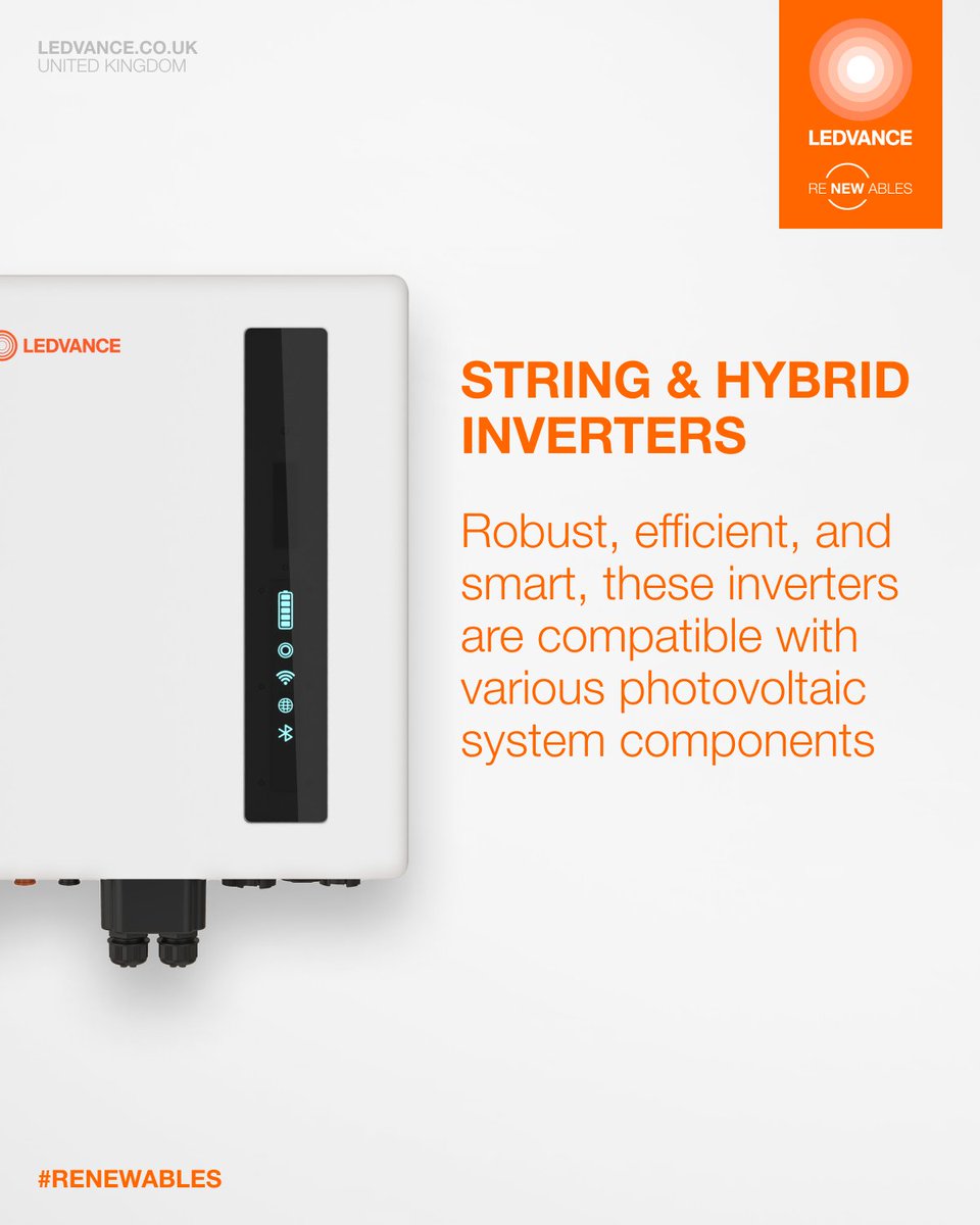 LEDVANCEUK's tweet photo. Looking for a complete solar solution? 🌞 LEDVANCE RENEWABLES offers panels, inverters, battery storage, and smart control – all from one source. Perfect for new builds and renovations. Join the green revolution! 🌱 #LEDVANCEUK #SolarEnergy #RenewableEnergy #Sustainability https://t.co/bWTxbjdobc