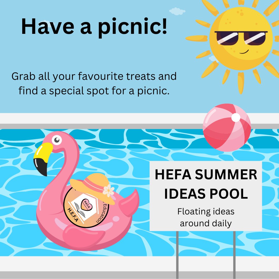 Picnic time!

Grab all your favourite treats &amp; find a special spot for a picnic 🙂

Don't want to go far from home today? Have a garden picnic!
Raining or too hot outside? Have a living room picnic! 
Already had lunch? Have an evening picnic!

#teamhefauk #summerholidays #picnic