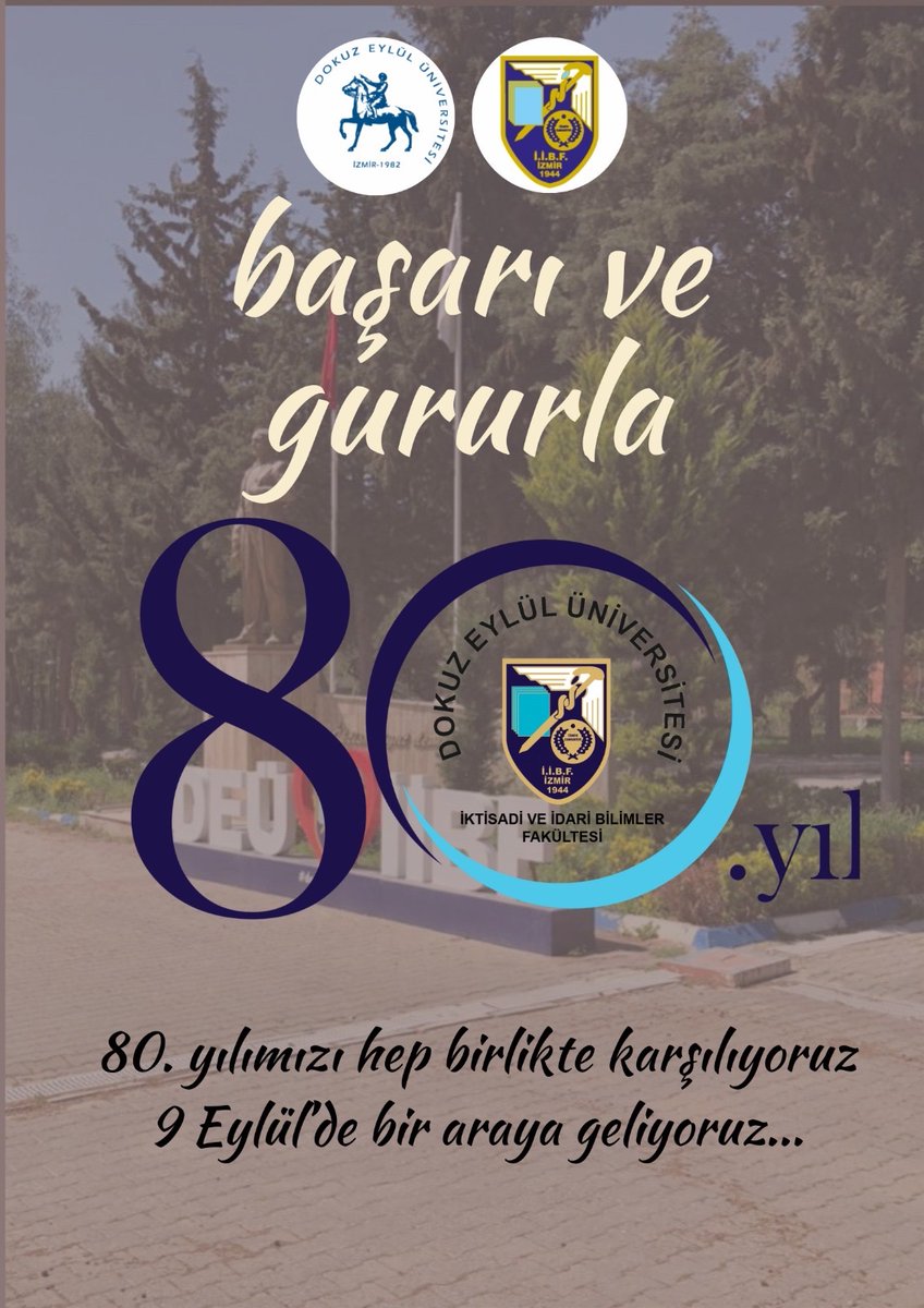 Fakültemizin 80. yılını hep birlikte kutlayacak olmanın heyecanını paylaşıyoruz. Bu coşkuyu birlikte paylaşabilmek için sizleri 9 Eylül’de fakültemize davet ediyoruz. #universitemDEU
