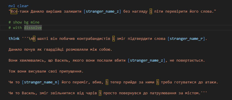 zalisgame's tweet photo. How to implement nameble character in renpy.
Ukrainian names have 7 grammatical forms, so it is a little mess, but not impossible.

#zalisgame #ZalisРомантичнаПригода
#visualnovelua #visualnovel #vn #indiedev #renpy #геймдев https://t.co/3WCGdLCkw1