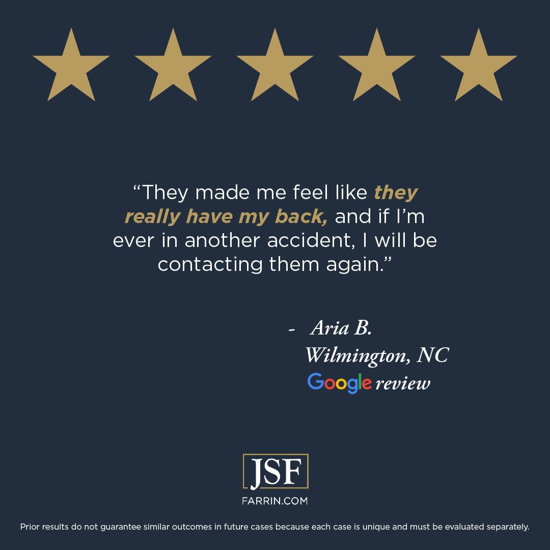 FarrinLaw's tweet image. #happyclient #10outof10 #5outof5 #Wilmington #NC #NorthCarolina #10outof10wouldrecommend #wouldrecommend #workerscompensation #workerscomp #socialsecurity #socialsecuritydisability #caraccident #personalinjury #lawfirm #lawyer #attorney #jamesscottfarrin #tellthemyoumeanbusiness
