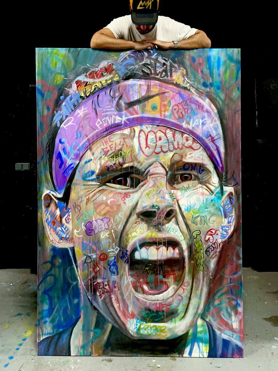 “Vamos Rafa!” Óleo/ Spray sobre lienzo.