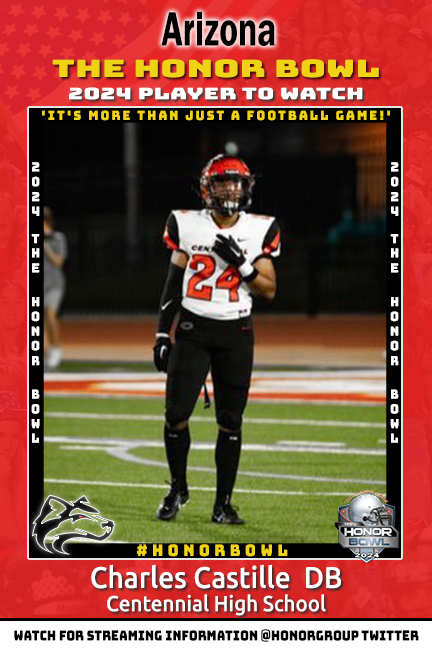 PLAYER TO WATCH: Centennial Huskies <a href="/cjc_316/">Cj Castille</a> <a href="/Cen10Football/">Corona Centennial Football</a> will play in the 2024 Honor Bowl vs <a href="/LibertyFBLions/">Liberty Lions Football</a> 9/21 at 7:04 pm hosted by <a href="/LibertyFBLions/">Liberty Lions Football</a>