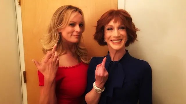 CoffeyTimeNews's tweet photo. A Double🖕U very much to Donald from @StormyDaniels and @kathygriffin https://t.co/x9hxrAKrVW