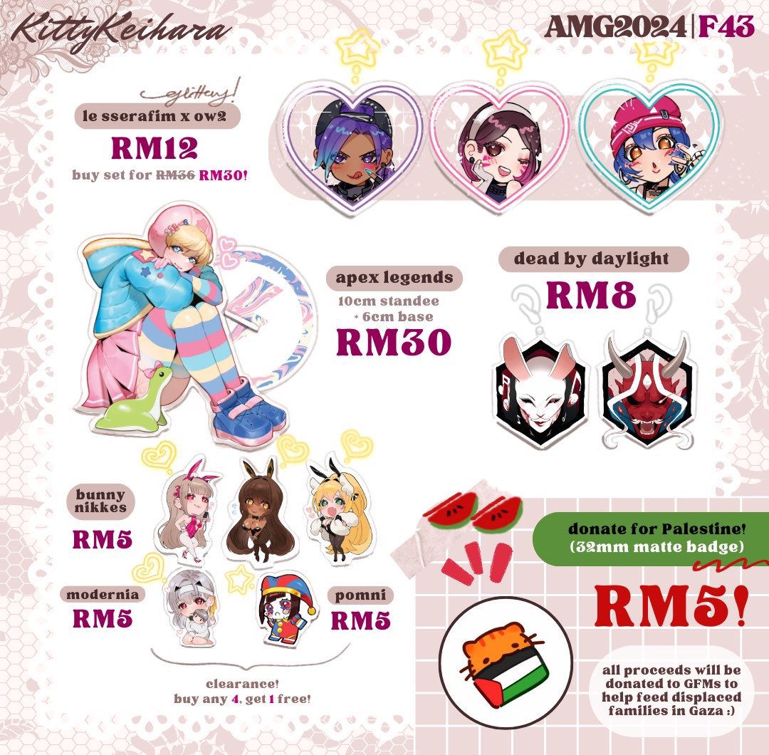 Henlo! I'm excited to be boothing at Animangaki this 23-25 Aug!! 🫶

[ KittyRing 🤍 | Booth F43 ]
[ BG3, Apex, Funger, Berserk, etc! ]

♡ DM to pre-order (Malaysians only)
♡ Last call: 21st Aug 9PM
#Animangaki2024 #AMG2024