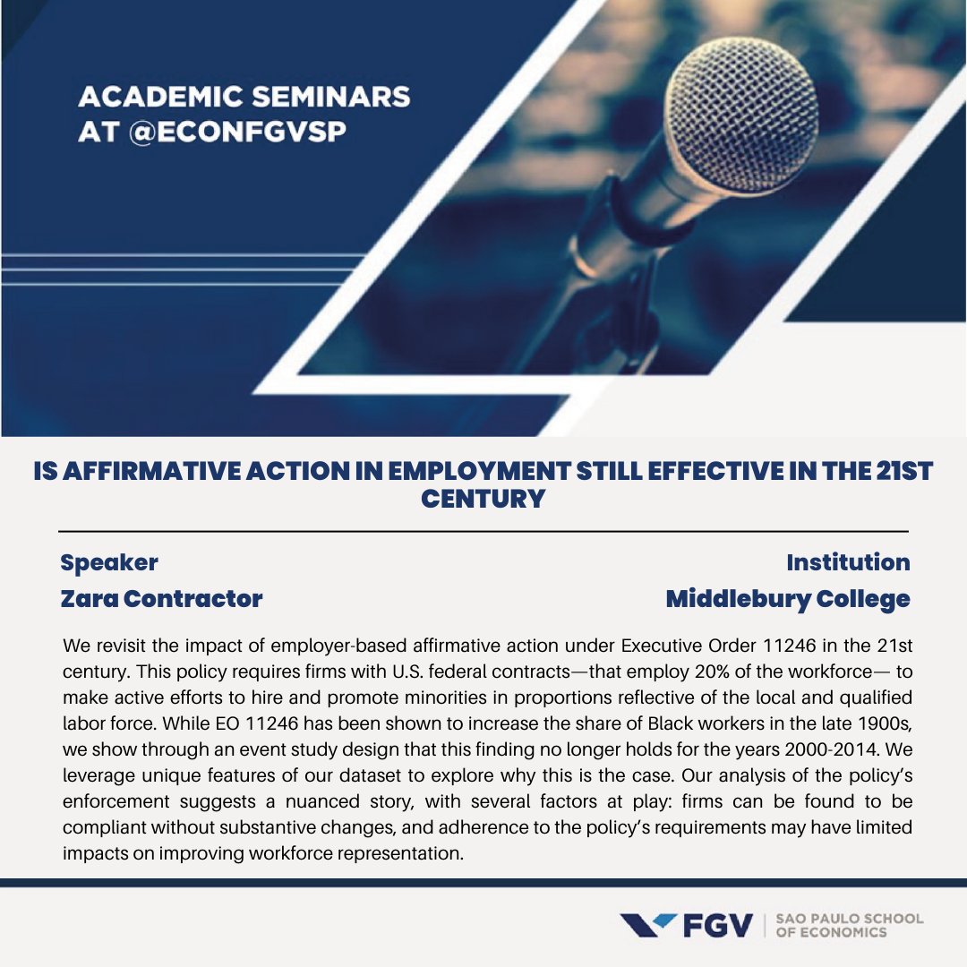 Sao Paulo School of Economics – FGV (@econfgvsp) on Twitter photo We thank Zara Contractor (<a href="/ContractorZara/">Zara Contractor</a>) for presenting a seminar at the Sao Paulo School of Economics (FGV).
#economicsfgvsp #econtwitter We thank Zara Contractor (<a href="/ContractorZara/">Zara Contractor</a>) for presenting a seminar at the Sao Paulo School of Economics (FGV).
#economicsfgvsp #econtwitter