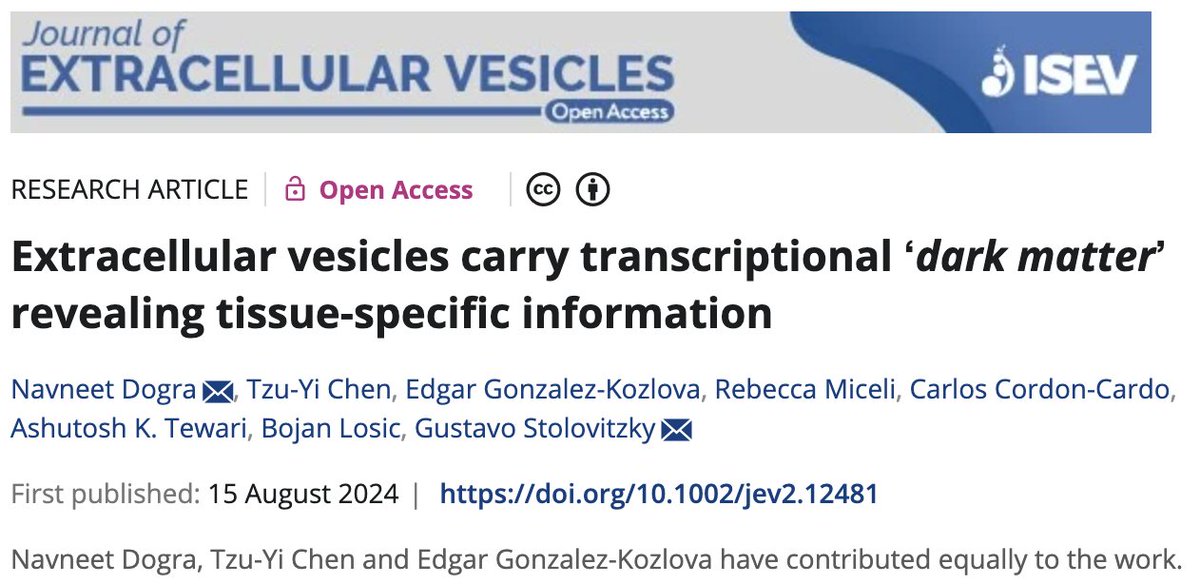 EdgarEGK's tweet image. I couldn't be more excited about our recent publication on the Journal of Extracellular Vesicles (Highest honor for EV research). @dogranavneet @IcahnMountSinai @ISEV_Journals @IsevOrg @SinaiImmunol #ExtracellularVesicles #ncRNAs #noncoding #intergenicregions #snoRNAs #snRNAs