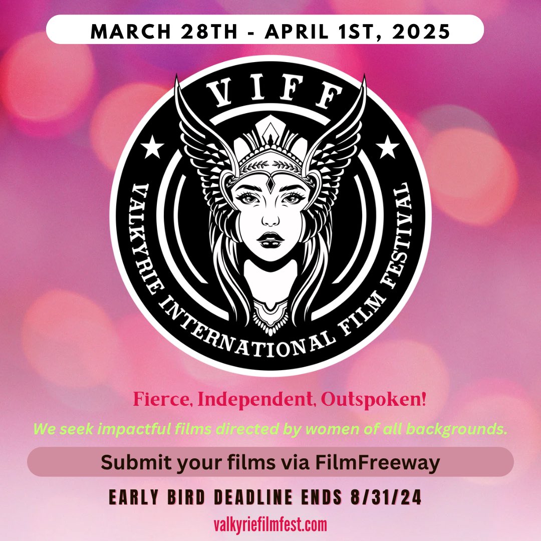 Valkyriefest's tweet photo. Our mission is to spotlight films directed by women. All genres accepted. Submit your short or feature via #FilmFreeway:
https://t.co/5nrps9biIh
#FilmFestival #WomenInFilm #FemaleEmpowerment #Diversity #ShortFilm #FeatureFilm #Documentaries #ExperimentalFilms #StudentFilms https://t.co/nG9s526AVp