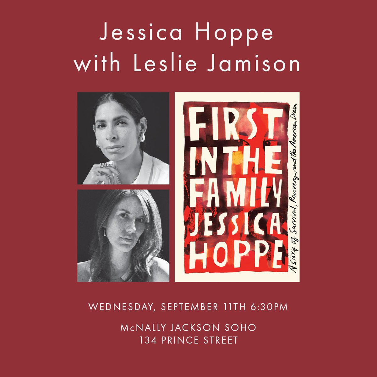 soynuevayorka's tweet photo. Such a dream come true—I can’t think of a better way to launch the book tour for #FirstintheFamily than sitting inside of the fabulous @mcnallyjackson’s in SoHo with the inimitable @lsjamison. Get your tickets using the link below:
https://t.co/AlSxAnmVrR https://t.co/grY2hA2Oq8