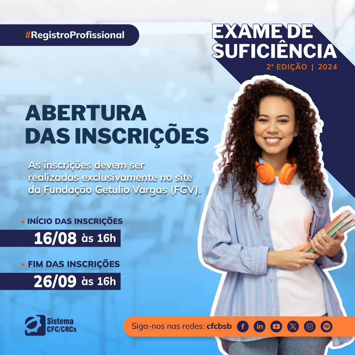 crcparaiba's tweet photo. Publicado o edital do 2º Exame de Suficiência de 2024!
📚 A FGV já disponibilizou todas as informações em seu site.

📆 Inscrições: 16/8 (a partir das 16h) a 26/9/2024 (até as   16h)
💰 Taxa de inscrição: R$100,00
⚠️ Isenção: 16/08 a 20/08/2024

Fique atento aos prazos! https://t.co/oEc23RccIP