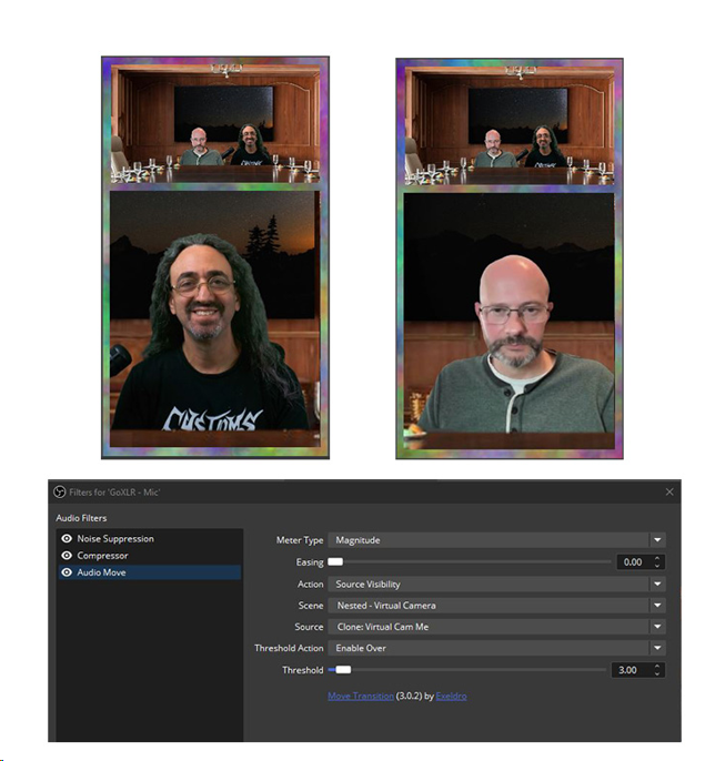 I'm doing a vertical live stream for my day job, and just figured out how to use <a href="/exeldro/">Exeldro</a>'s Audio Move filter to switch view to whoever is currently speaking.