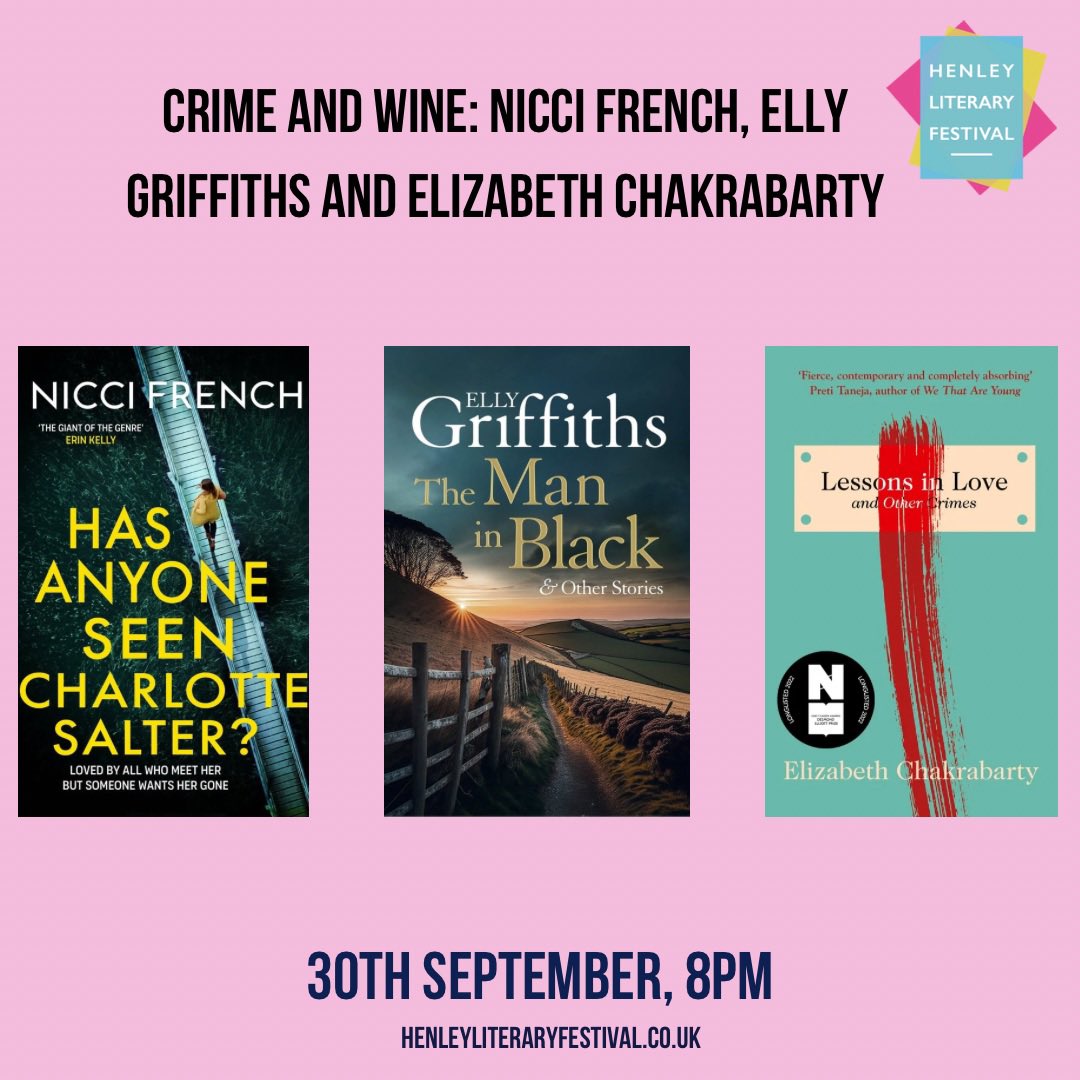 Henley Literary Festival (@henleylitfest) on Twitter photo The ever-popular Crime & Wine returns next month as <a href="/MandaJJennings/">Amanda Jennings</a> is joined by <a href="/FrenchNicci/">Nicci French</a> <a href="/ellygriffiths/">Elly Griffiths</a> & <a href="/DrNChakrabarty/">Elizabeth Chakrabarty</a> - with <a href="/laithwaites/">Laithwaites</a> providing the wine!
henleyliteraryfestival.co.uk/events/crime-aโฆ The ever-popular Crime & Wine returns next month as <a href="/MandaJJennings/">Amanda Jennings</a> is joined by <a href="/FrenchNicci/">Nicci French</a> <a href="/ellygriffiths/">Elly Griffiths</a> & <a href="/DrNChakrabarty/">Elizabeth Chakrabarty</a> - with <a href="/laithwaites/">Laithwaites</a> providing the wine!
henleyliteraryfestival.co.uk/events/crime-aโฆ