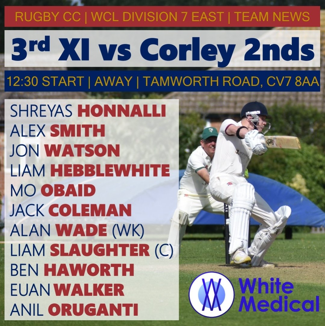 Just three WCL matches tomorrow because the 4ths opposition have had to concede their match sadly. Here's how the other sides line up.