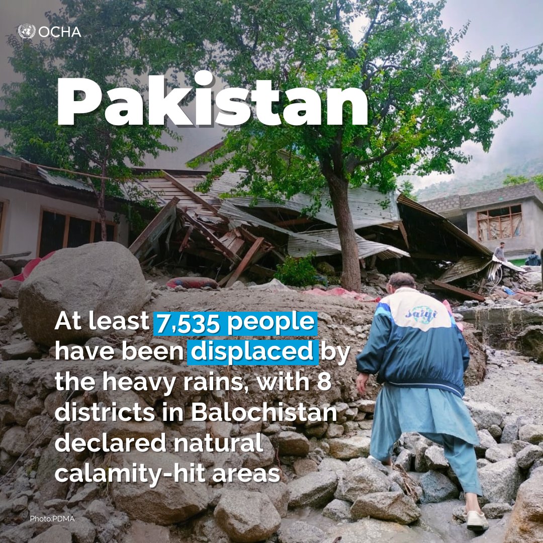 📍 #Pakistan update
 
Torrential rains have caused extensive damage, killing at least 182 people and injuring more than 300.
 
Humanitarians are working together with the government to provide assistance to people affected. 
 
More updates ➡️ bit.ly/4dpQP5y