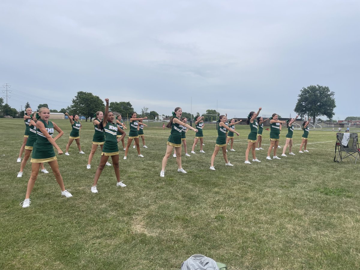 KMSAthletics's tweet photo. The #GRocks cheer and FB teams saw some live action last night.  Can't wait for the season to start! https://t.co/ewT7iurudb