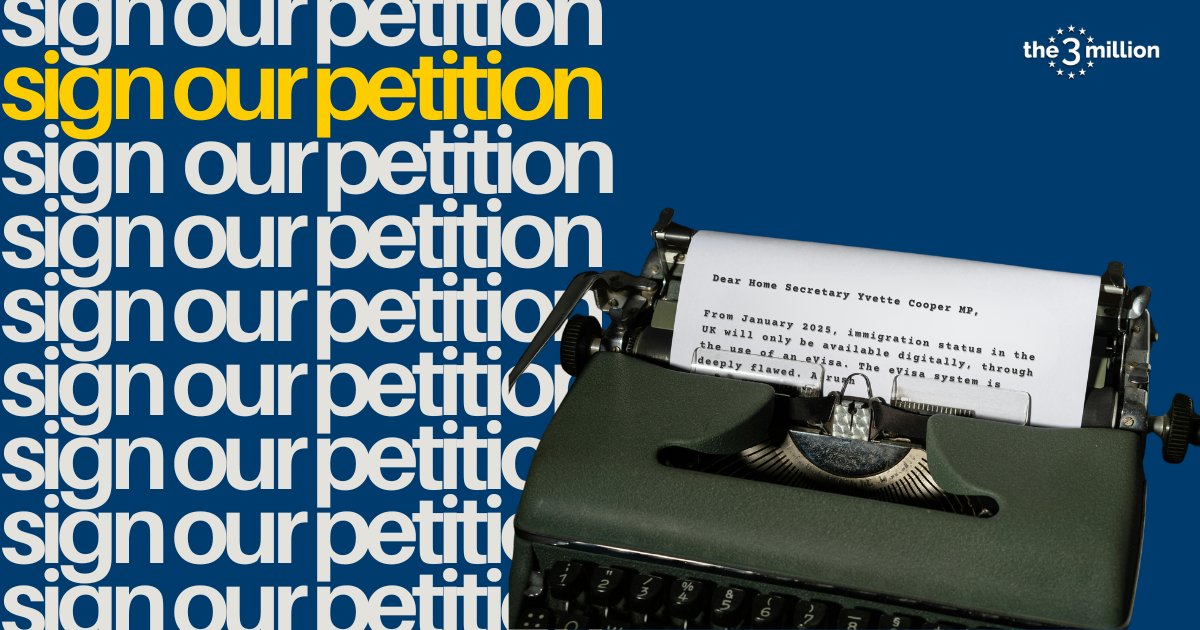 From Jan 2025, immigration status will only be available digitally in the UK.

The eVisa system is deeply flawed. A rushed change can jeopardise the rights of more than 4 million people.

Sign the petition to ask the government for an urgent safety net: you.38degrees.org.uk/petitions/prot…