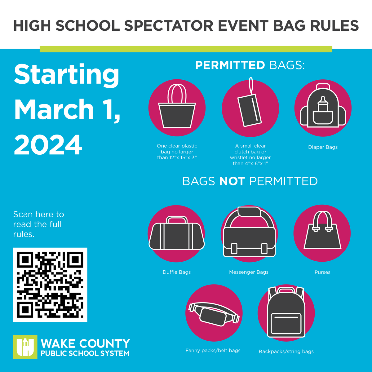 As the fall sports season gets under way, here's a friendly reminder about our clear bag policy: wcpss.net/bagrules