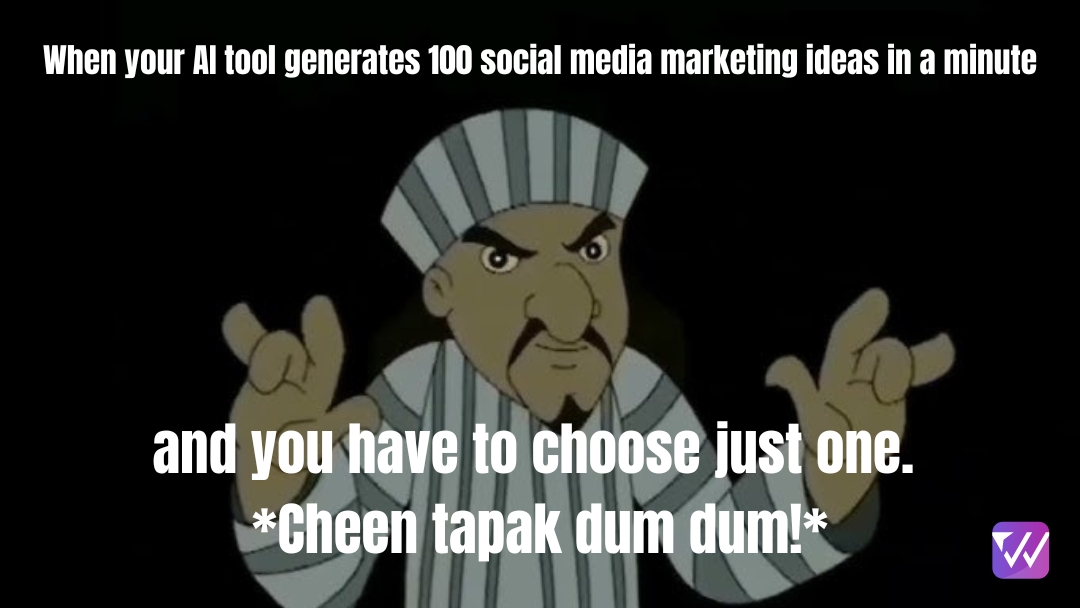writomat's tweet photo. Cheen Tapak Dum Dum! AI's speed leaves you spinning with choices.   
Visit for more: https://t.co/NYqNr4EjO6               #CheenTapakDumDum #AIContentCreation #Writomat #AIMagic #ContentGeneration https://t.co/4gWqqe0D6x