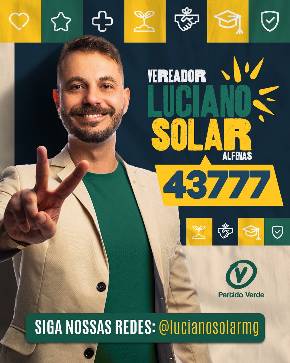 LucianoSolarMG's tweet photo. BORA ENSOLARAR, ALFENAS! 🔆

Nossa campanha tá toda construída em cima do número 43777 🗳️

Serão 4 Valores, 3 Bandeiras, 7 Realizações, 7 Projetos e 7 Sonhos para mostrar que O FUTURO JÁ CHEGOU em Alfenas-MG. 😍

Aguardem porque o trem TÁ BONITO DEMAIS! Fiquem de olho. 👀 https://t.co/FtHo5bajd0