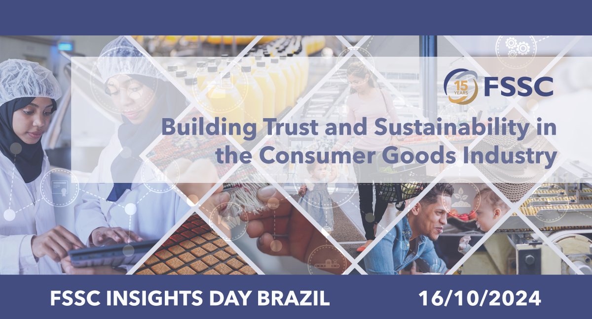 Pela primeira vez no #Brasil! Junte-se à Foundation #FSSC e a um grupo fantástico de profissionais do setor no FSSC Insights Day em 16 de outubro de 2024. Encontre a programação, biografias dos palestrantes e link de inscrição no site da FSSC aqui: fssc.com/insights-day-b…