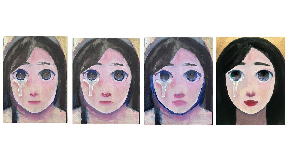 24×19cm(F2号)のキャンバス作品👑丸い瞳に見つめられたくて描きました😌制作中、かなり顔コロコロ変わってました。覚悟が決まったような表情へと落ち着いて良かった🌹

🔗 https://t.co/gp2VUghdmr 