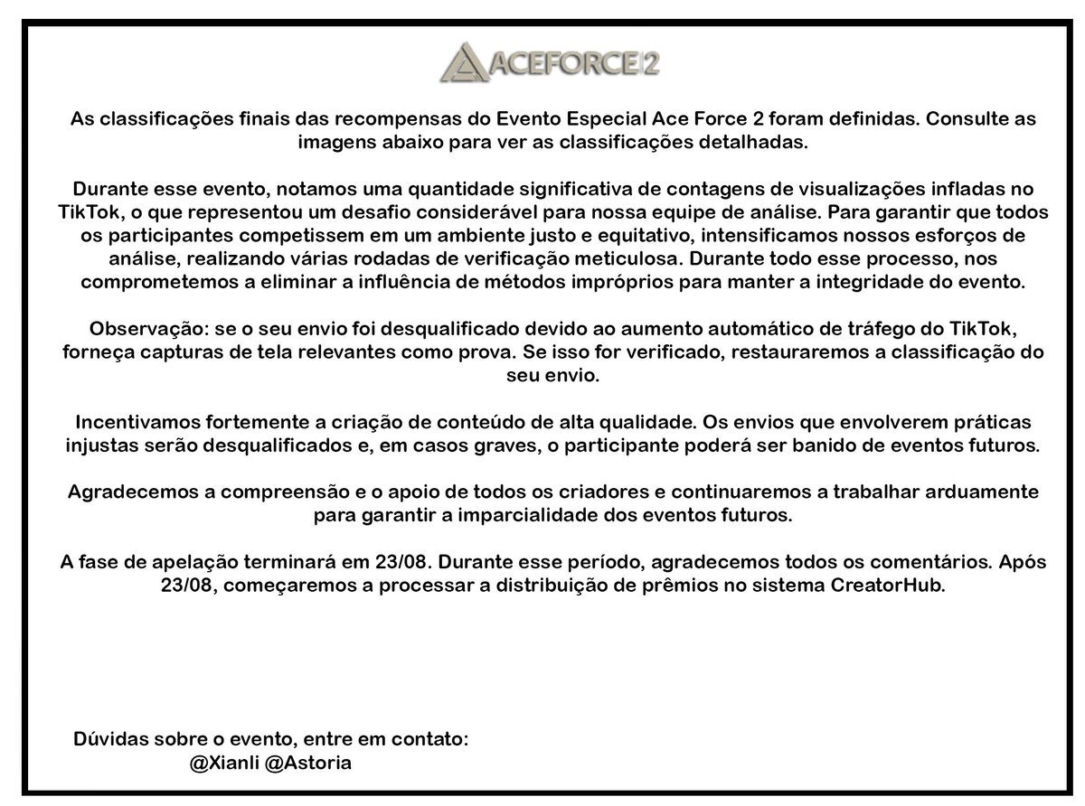 aceforce2br's tweet photo. Informações importantes:

Entre no nosso Discord: https://t.co/zGDbSajZLl https://t.co/SxzW13gD0x