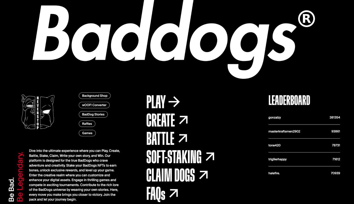 BadDogsCompany's tweet photo. We’re getting very close to the start of our slow rollout of platform features, with Staking expected to go live in the first week of September, followed by Gen2 claims. Who wants early access? #BetaPack #BadDogs®️ https://t.co/hgPn3B2F8i