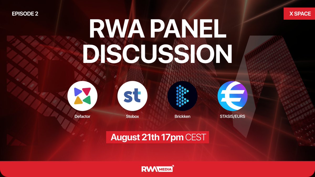 MediaRWA's tweet photo. Ready for the next roundโfasten your seatbelts, we're taking off! ๐ Join the #RWA panel discussion with @StoboxCompany, @defactor_, @stasisnet, @Brickken, hosted by @DeyevGene.
๐https://t.co/015QU5p92b
Questions? Drop them in the comments.
#Tokenization #Web3 #XSpaces https://t.co/ZAMsQ2G0qy