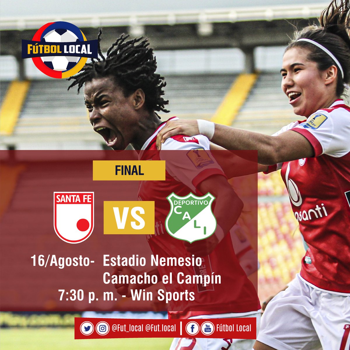 Fut_Local's tweet image. ¡LLEGO EL DÍA! 🦁 Final vuelta 🏆🔜⚽️

Las #Leonas 🦁🔴⚪️ quieren hacer respetar la capital 🏟️. 

Se enfrentarán contra @CaliFemenino en un juego imperdible ⚽️🥊 de la #LigaFemeninaBetPlayDIMAYOR 🏆.

🗓️ 16 de Julio
⏳ 7:30 p. m.
📺 @WinSportsTV @SenalColombia