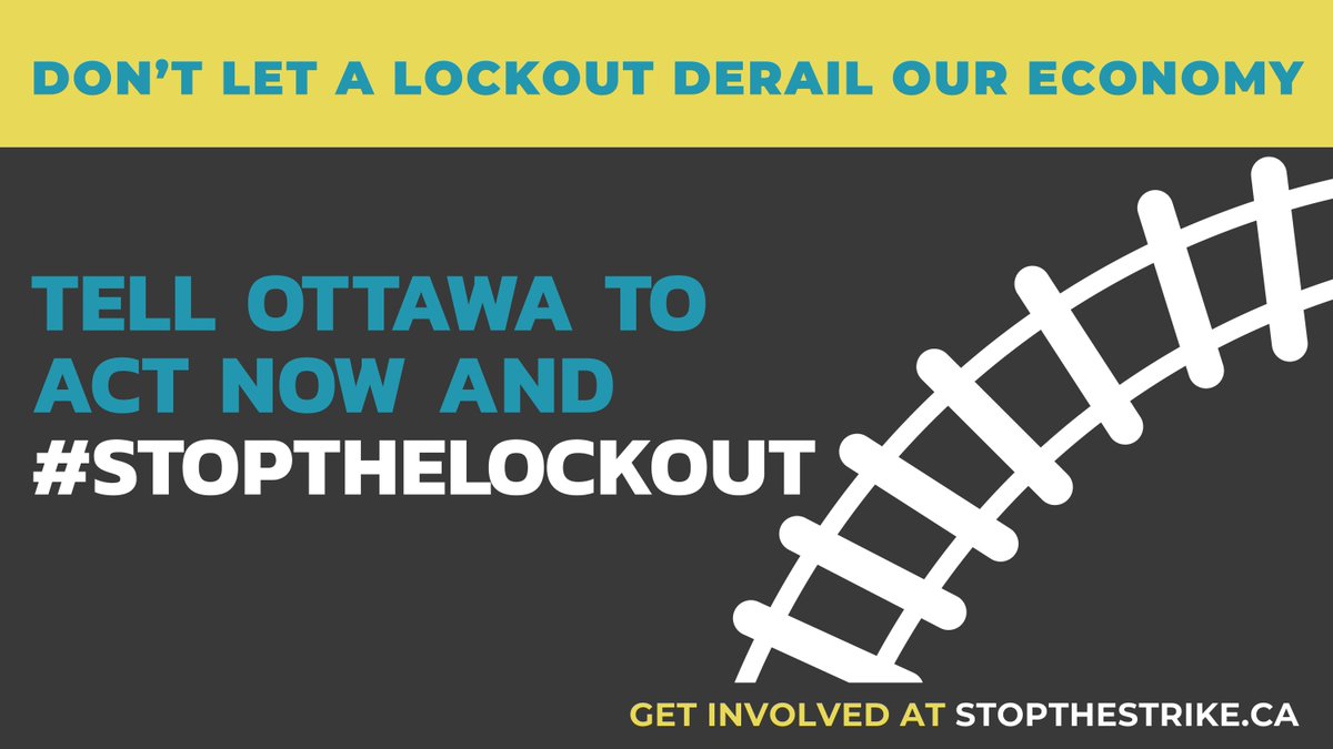 Time is running out to avoid a rail lockout or strike. Tell the government to get a deal done now and protect Canada’s economy. Add your voice today! #StopTheLockout #StopTheStrike 

SIGN THE PETITION: buff.ly/3yNwrvU