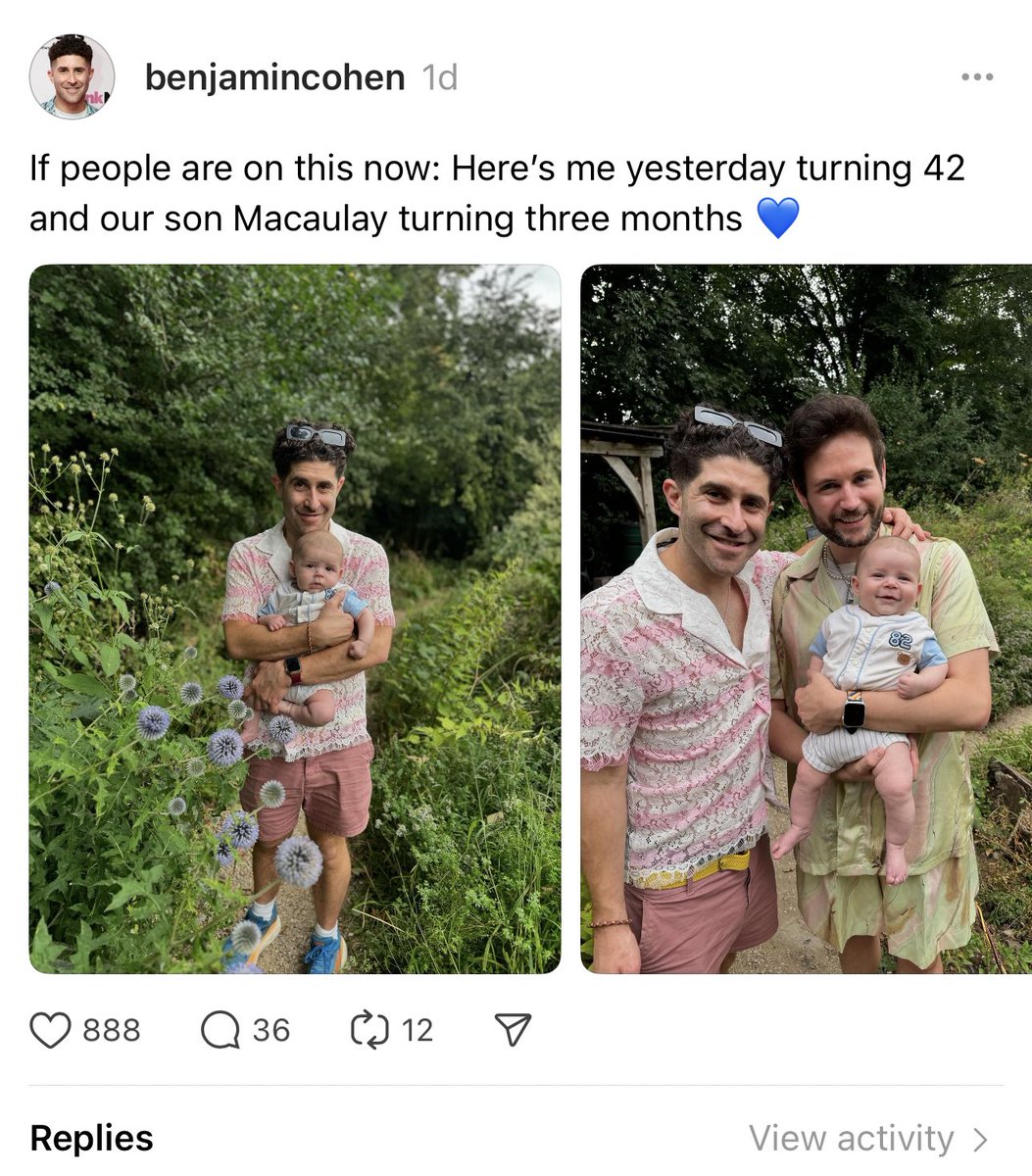 benjamincohen's tweet photo. Just to say- on Threads this birthday post for me and our son got nothing but love. Every post on this platform about my family ultimately results in homophobic, racist and ableist comments. I think that this tells me everything I need to know. https://t.co/cQwVVTsq14