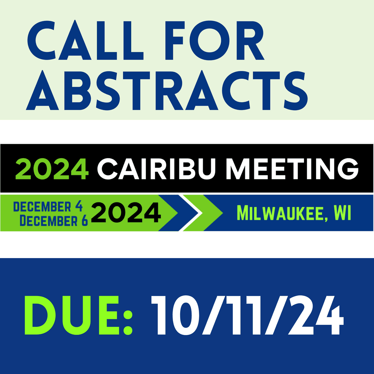 CAIRIBU1's tweet photo. The abstract portal for the 2024 CAIRIBU Annual Meeting is NOW LIVE!

More information

https://t.co/Ln3aE5OABI https://t.co/KM9Vfmqtfw
