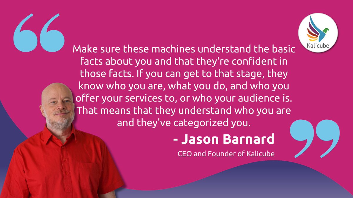 TeamKalicube's tweet image. Do you want to be clearly &amp;amp; consistently understood by both humans &amp;amp; machines?

Discover this short video by our CEO &amp;amp; Founder, @jasonmbarnard, as he explains the first phase of the three-step #KalicubeProcess, which is #Understandability.

Watch now!
kalicube.com/learning-space…