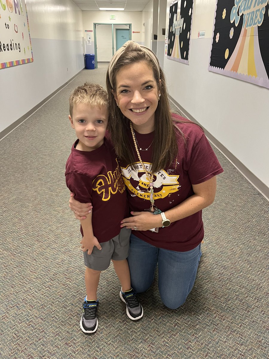 MrsViard's tweet image. Spirit day with my favorite Hawk! We loved our first week of school together! Happy Friday!!! 
#hayeshawks
