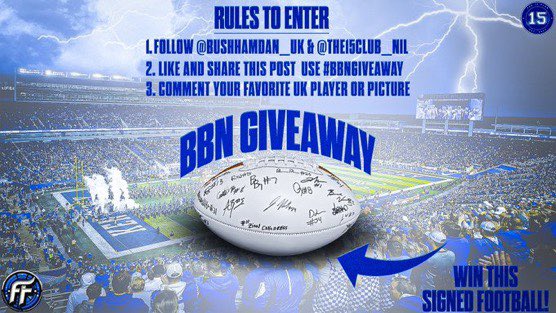 Bush Hamdan Offensive Coordinator (burner) (@bushhamdan_uk) on Twitter photo ‼️ #BBNGIVEAWAY ‼️
15 days till kick off.
So we are giving away a football autographed by <a href="/The15Club_nil/">The 15 Club</a> athletes!
Follow the rules listed in the graphic below to be eligible to win!
#BBN ‼️ #BBNGIVEAWAY ‼️
15 days till kick off.
So we are giving away a football autographed by <a href="/The15Club_nil/">The 15 Club</a> athletes!
Follow the rules listed in the graphic below to be eligible to win!
#BBN