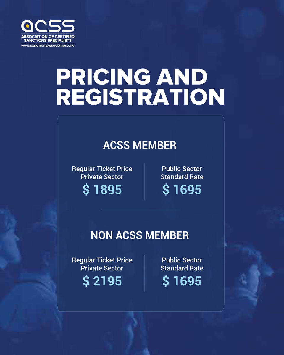 ACSS_Sanctions's tweet image. Don’t miss out—secure your spot now and be part of the conversation shaping global compliance!

🔗 Register today: 2024usconf.sanctionsassociation.org

#ACSSConference #GlobalSanctions #ExportControls #SanctionsCompliance #DCEvents